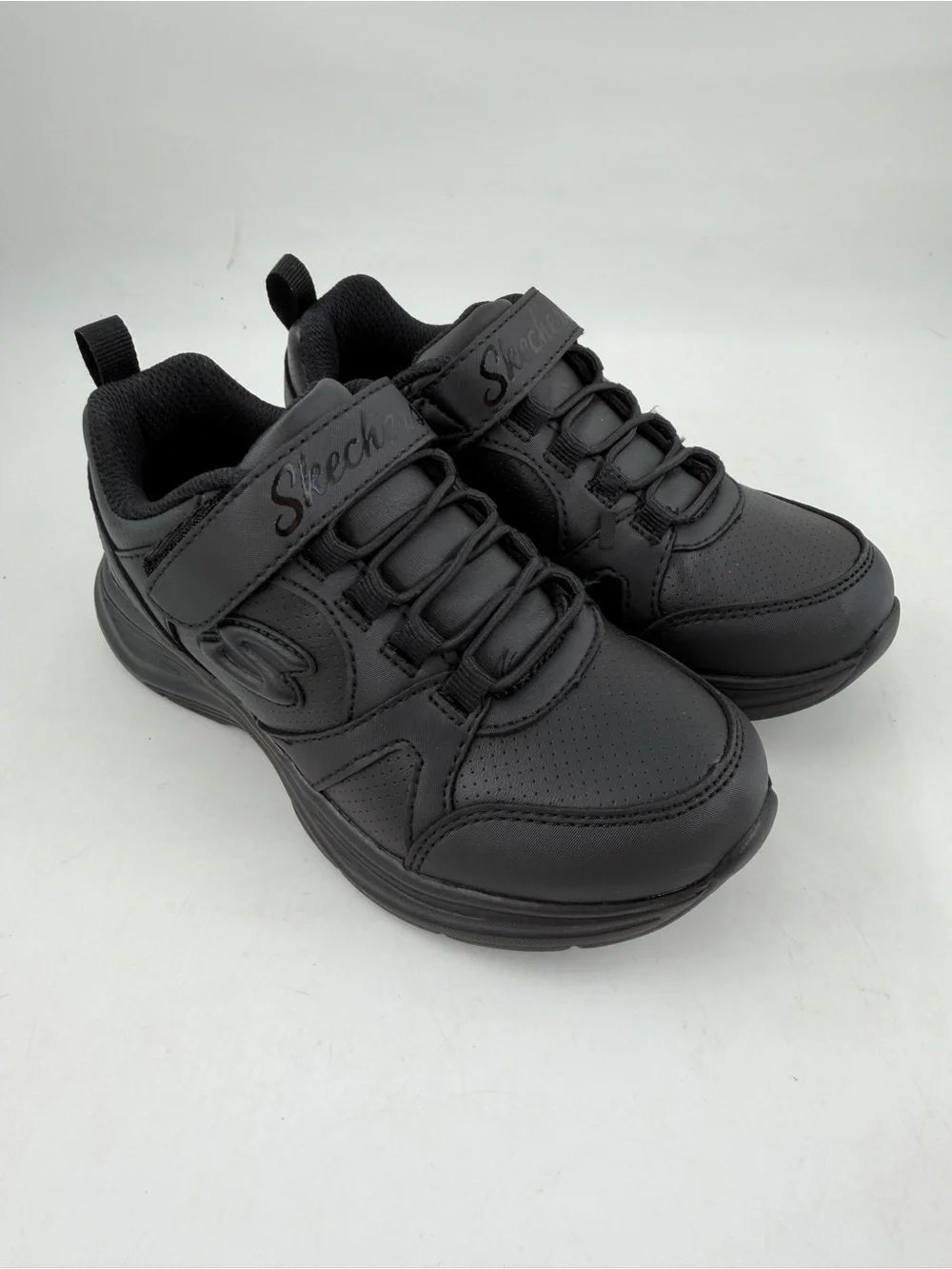 Skechers Kids' Black Athletic Sneakers -SZ 11.5- - Easy Hook & Loop Closure